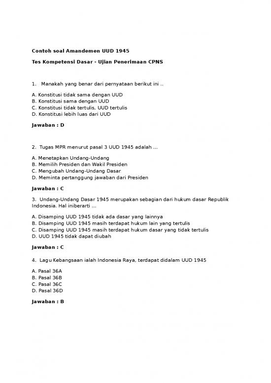 picture Kumpulan Soal Cpns Dan Jawabannya Pdf 5050 | Soal Latihan Cpns 2015 - Contoh Soal Amandemen Uud 1945
