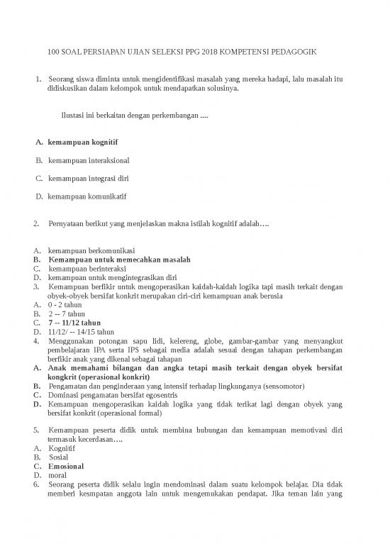 picture1_Soal Pedagogik - 100 Soal Persiapan Ujian Seleksi Ppg 2018 Kompetensi Pedagogik