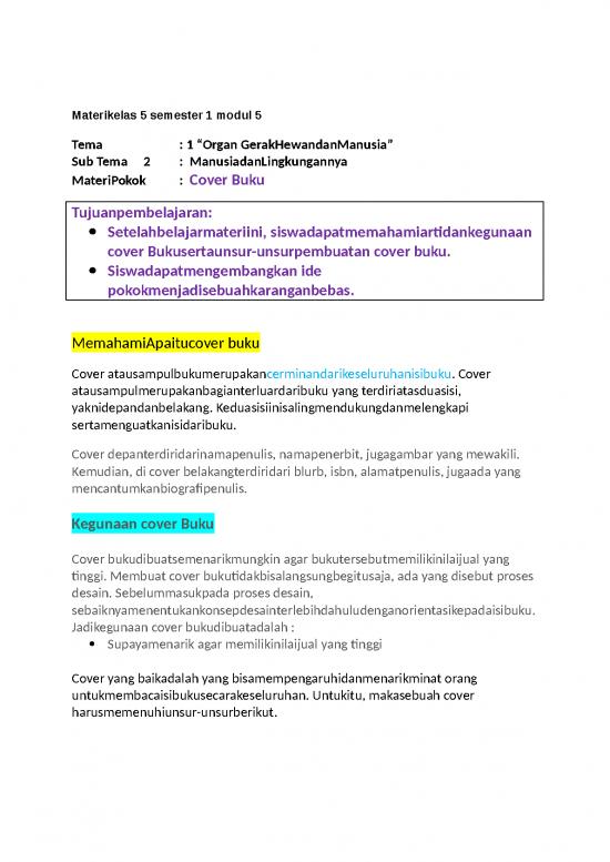 picture_Materi Kelas 5 Semester 1 - Organ Gerak Hewan Dan Manusia - Manusia Dan Lingkungannya - Cover Buku