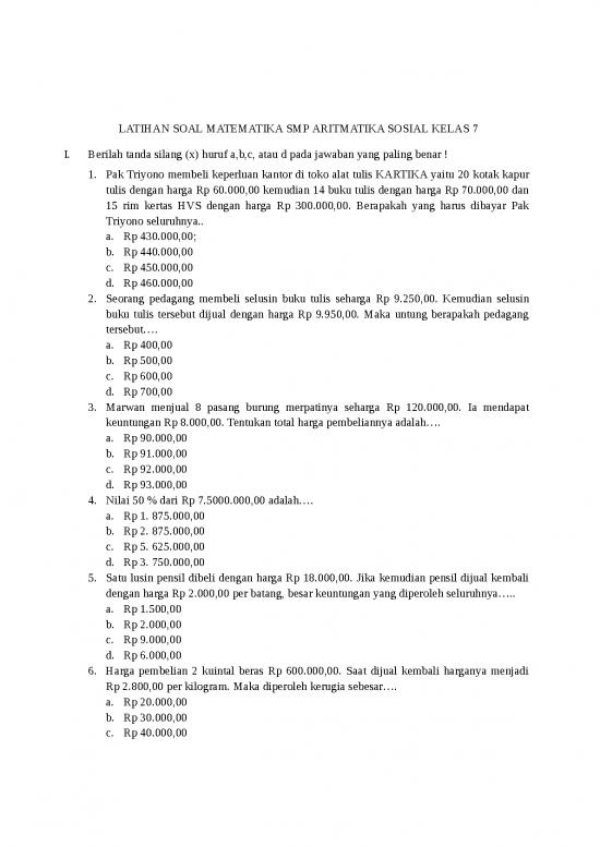 picture1_Soal Matematika Kelas 7 Smp - Aritmatika Sosial