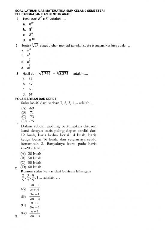 picture1_Matematika Pdf 5401 | Soal Matematika Kelas 9 Semester 1 Smp - Soal Latihan Uas Perpangkatan Dan Bentuk Akar