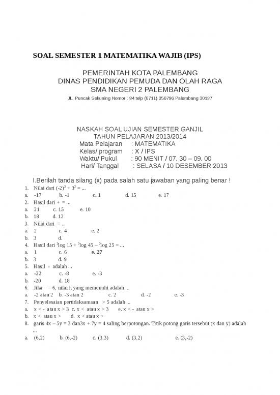 picture1_Soal Matematika Kelas 10 Ips - Soal Ujian Semester Ganjil