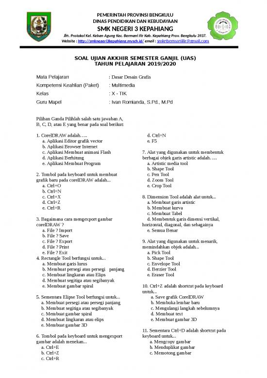 picture Soal Uas - Dasar Desain Grafis Tik Kelas 10 Smk