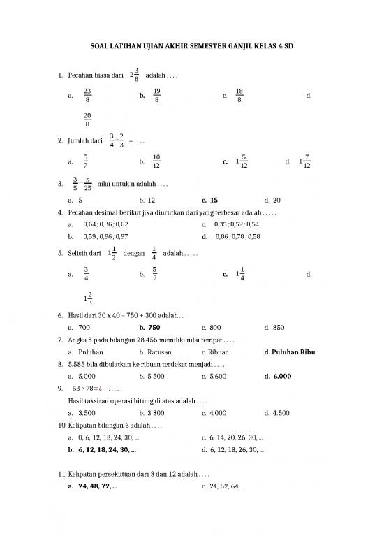 picture1_Soal Ujian Kelas 4 Sd - Soal Latihan Matematika