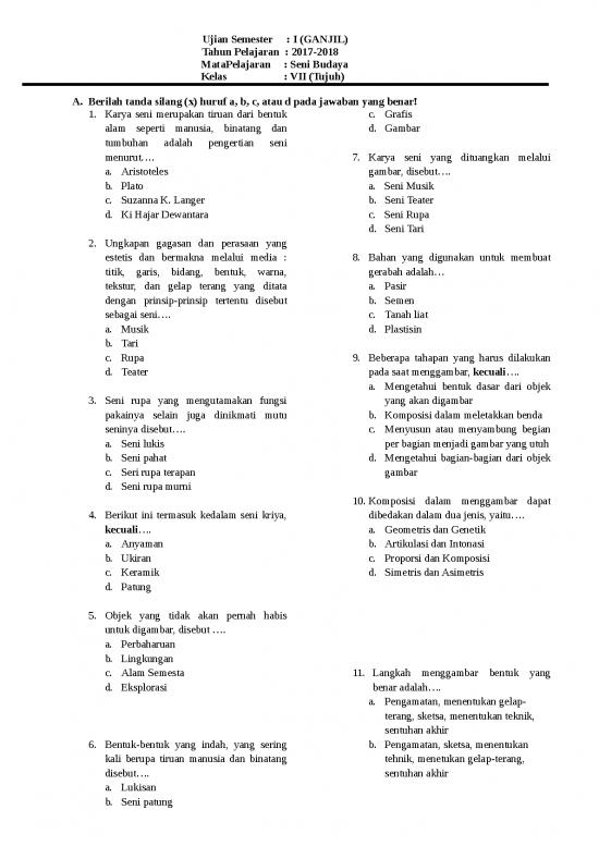 picture_Soal Ujian Kelas 7 Smp - Mata Pelajaran Seni Budaya