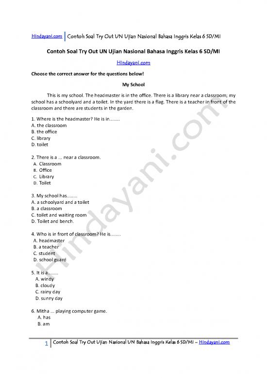 picture1_Bahasa Inggris Pdf 5459 | Soal Ujian Kelas 6 Sd - Contoh Soal Try Out Un Ujian Nasional Bahasa Inggris