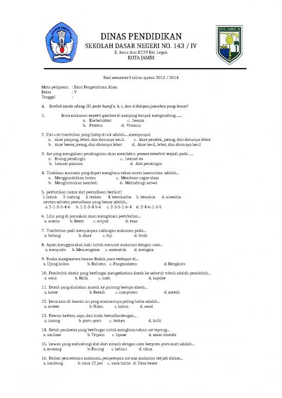 picture1_Soal Ujian Kelas 5 Sd - Soal Ujian Semester 1 Mata Pelajaran Ilmu Pengetahuan Alam