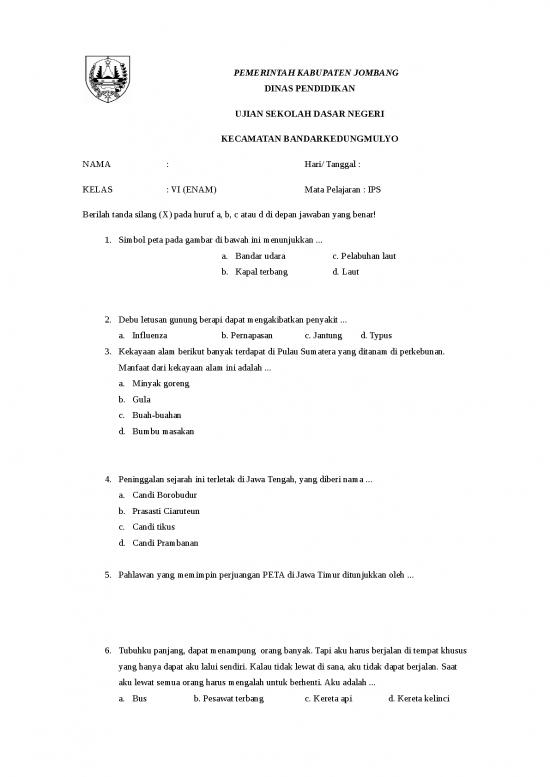 picture1_Soal Ujian Kelas 6 Sd - Soal Ujian Sekolah Mata Pelajaran Ips
