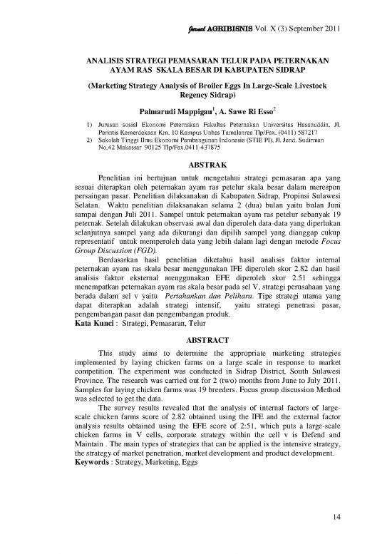 picture Agribisnis Pdf 5857 | Penelitian - Analisis Strategi Pemasaran Telur Pada Peternakan Ayam Ras Skala Besar Di Kabupaten Sidrap