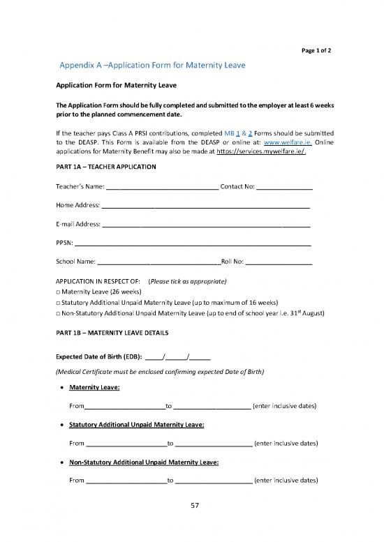 picture Application Format Pdf 48757 | Appendix A Application Form For Maternity Leave