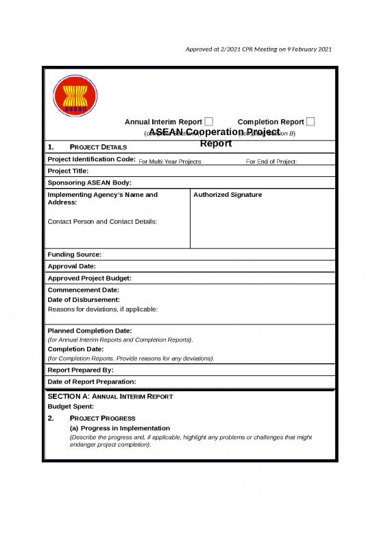 picture_Report Template Doc 47125 | Asean Cooperation Project Report Template