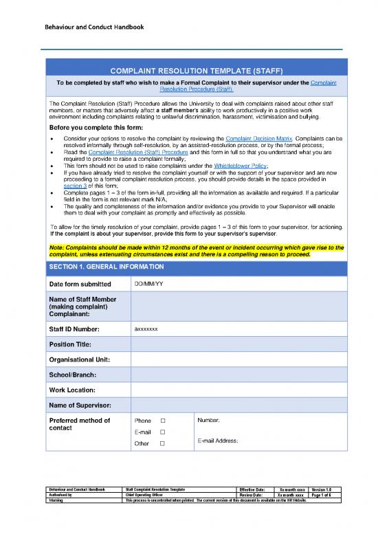 picture_The Environment Pdf 48366 | Bc Complaint Resolution Template