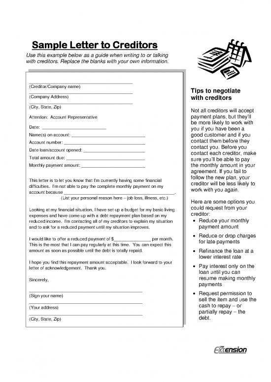 picture1_Letter Pdf 47773 | Bfc Sample Letter To Creditors