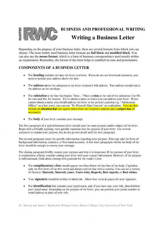 picture Letter Pdf 48708 | Business Letter Handout    Major Rev