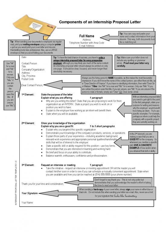 picture Letter Pdf 48514 | Components Of Internship Proposal Letter