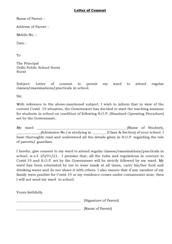 picture Consent Letter Parents 48566 | Consent Attend School Xii