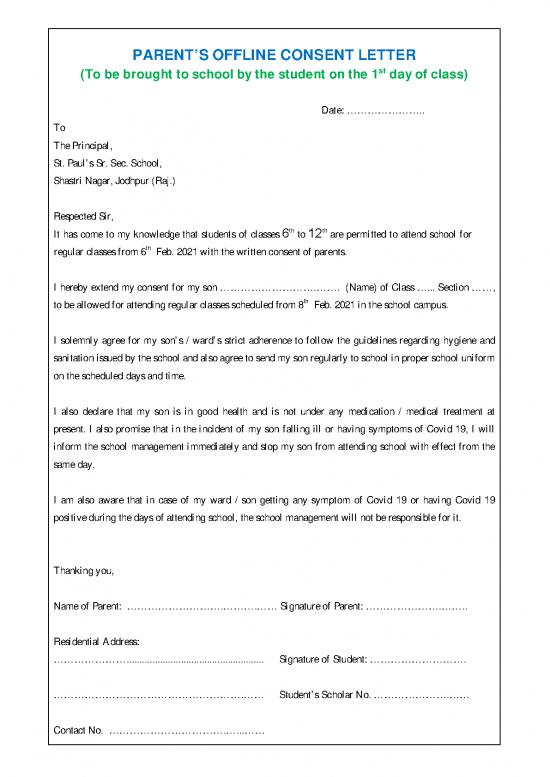 picture_Consent Letter Parents 48210 | Consent Letter For 6th To 8th