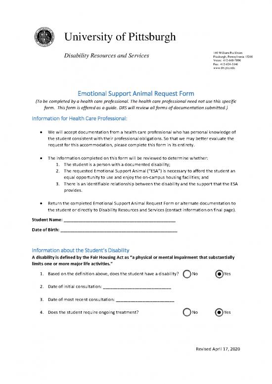 picture1_Emotional Support Animal Esa Request Form Current July 2020