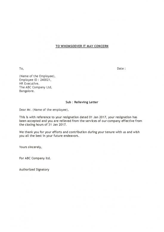 picture Letter Pdf 48826 | Employee Relieving Letter Format Converted