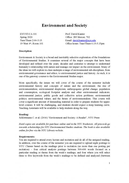 picture The Environment Pdf 49407 | Envst Ua 001 Environment And Society Kanter S20