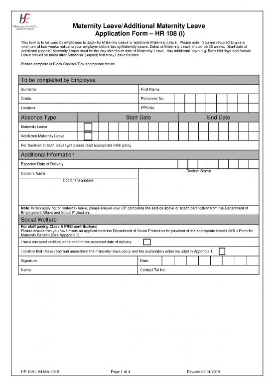 picture Application Format Pdf 47808 | Hr 108i Maternity Or Additional Maternity Leave Application Form