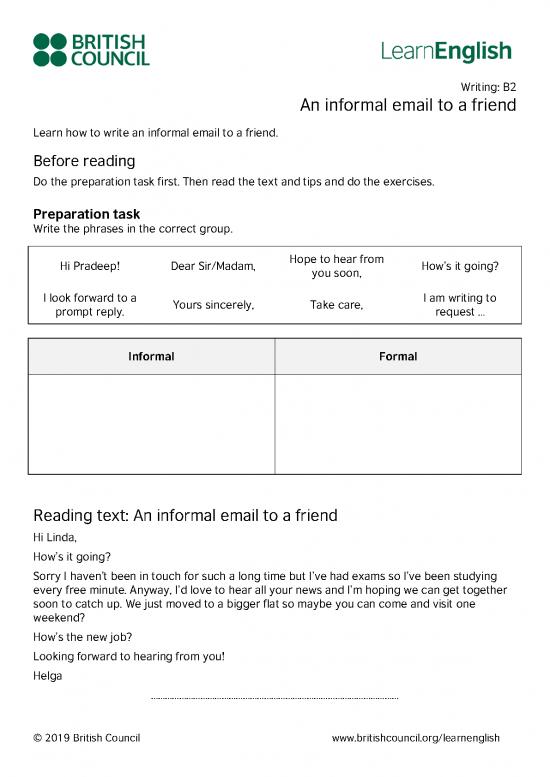 picture Email Writing Format Pdf 47931 | Learnenglish Writing B2 An Informal Email To A Friend