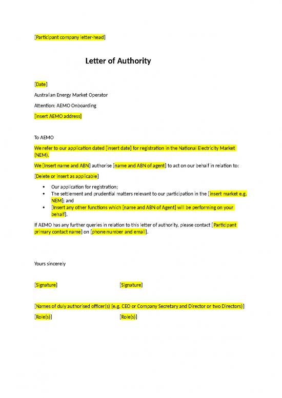 picture Authority Letter Format Word 47492 | Letter Of Authority Template