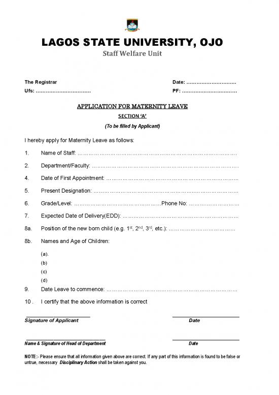 picture Application Format Pdf 47923 | Maternity Leave Form 1584380834