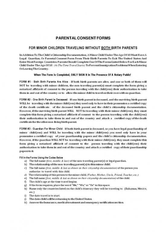 picture Travel Consent Form For Minor Pdf 48861 | Minor Travel Consent