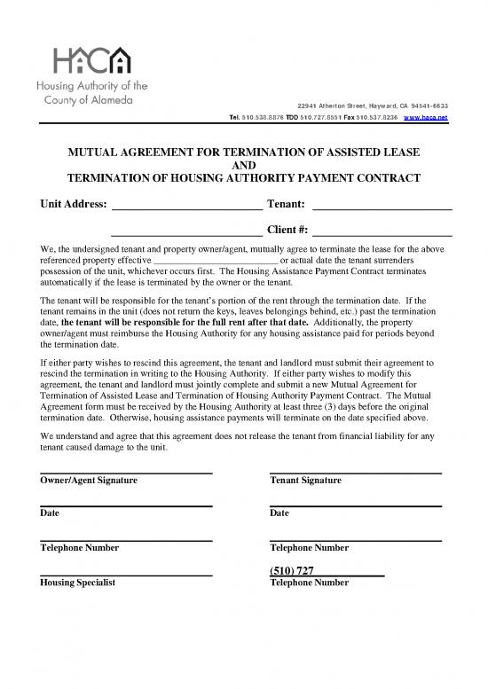 picture Termination Agreement Template 48675 | Mutual Agreement 2009
