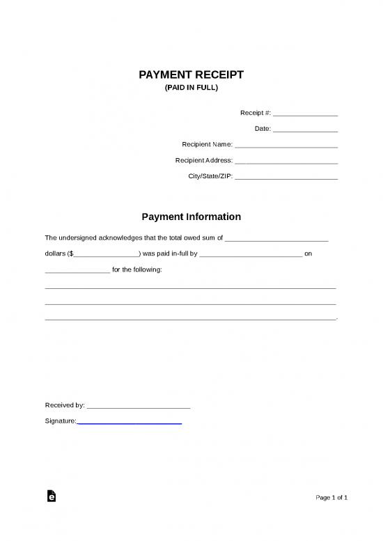 picture Free Receipt Template Word 47218 | Paid In Full Receipt Template