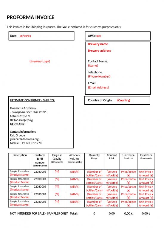 picture Invoice Template Word 47372 | Proforma Invoice Sample