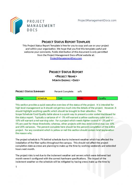 picture_Ms Word Report Templates Free Download 47170 | Project Status Report
