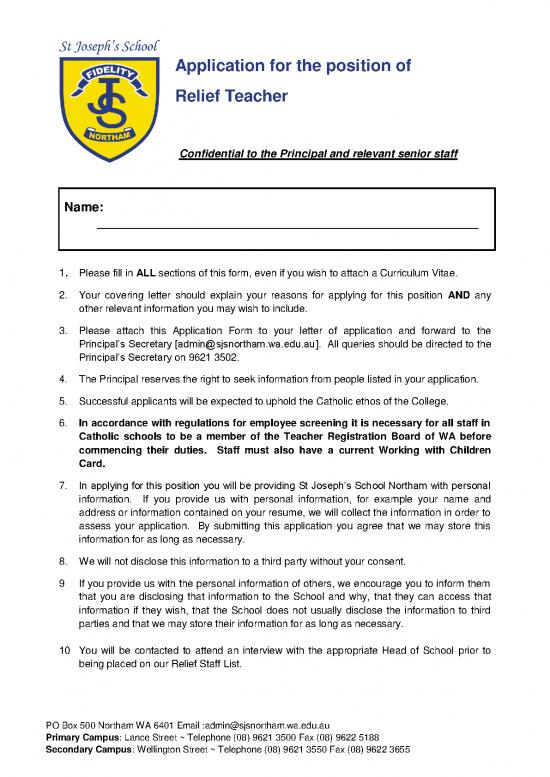 picture Letter Pdf 48176 | Relief Teacher Application Form
