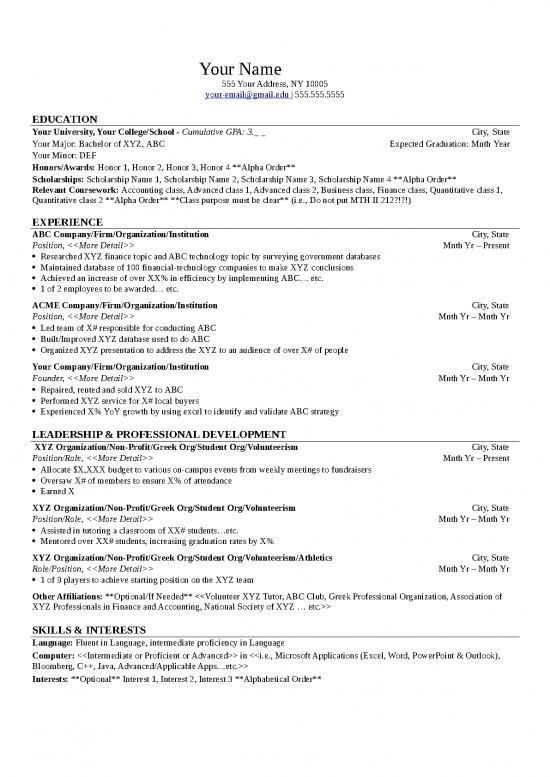 picture_Resume Template Harvard Style