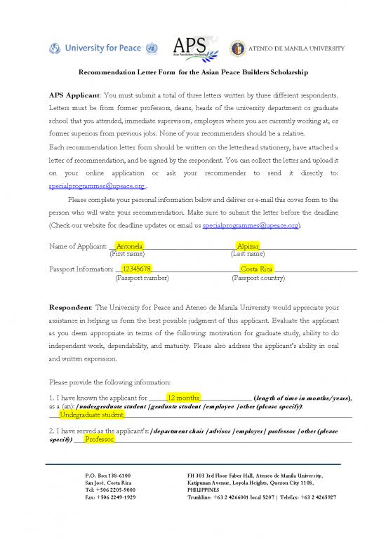 picture Scholarship Application Letter Sample Pdf 49256 | Sample Admu Letter Of Recommendation