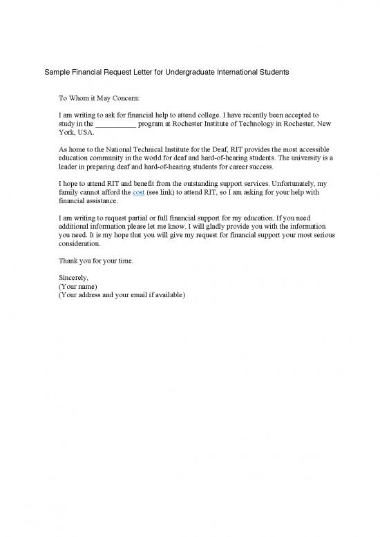 picture1_Letter Pdf 49062 | Sample Financial Request Letter For Undergraduate International Students