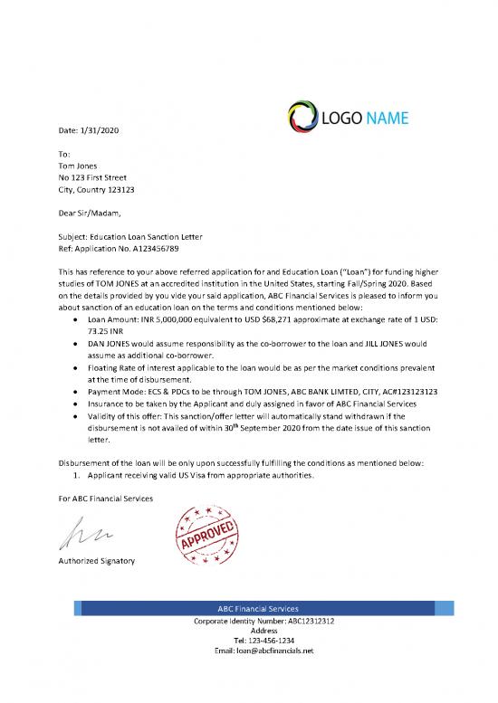 picture1_Letter Pdf 47876 | Sample Loan Sanction Letter