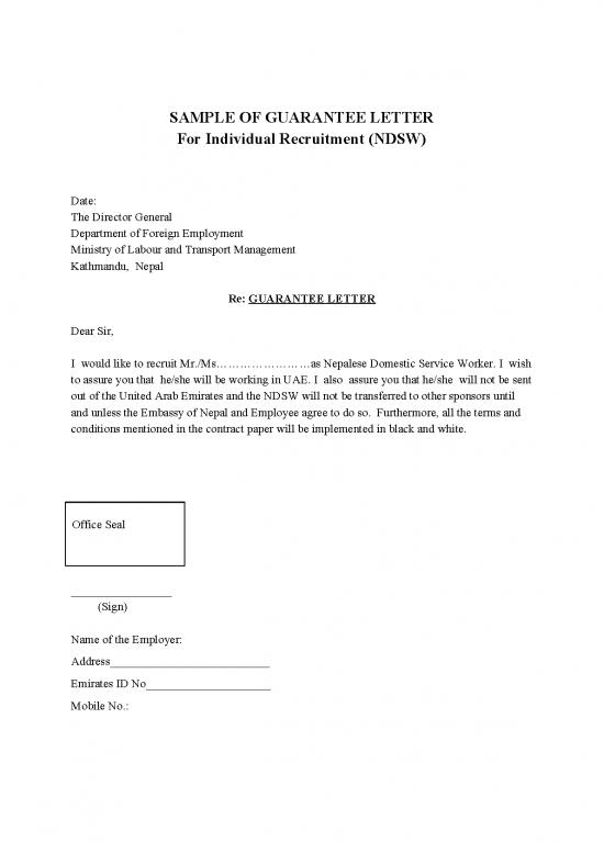 picture1_Letter Pdf 47491 | Sample Of Guarantee Letter Ndsw