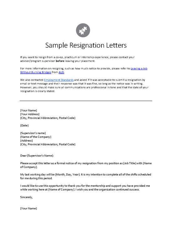 picture Letter Pdf 49224 | Sample Resignation Letter