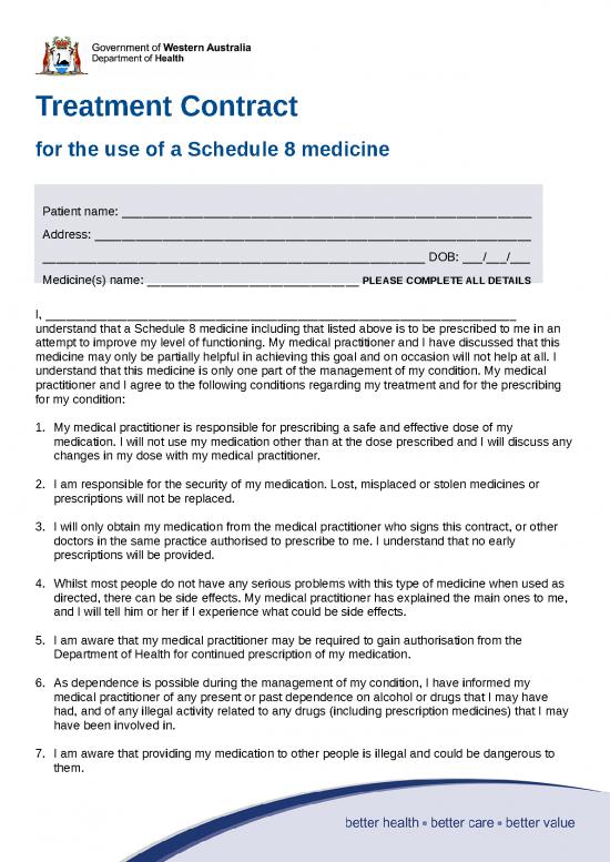 picture1_Schedule 8 Medicines Treatment Contract
