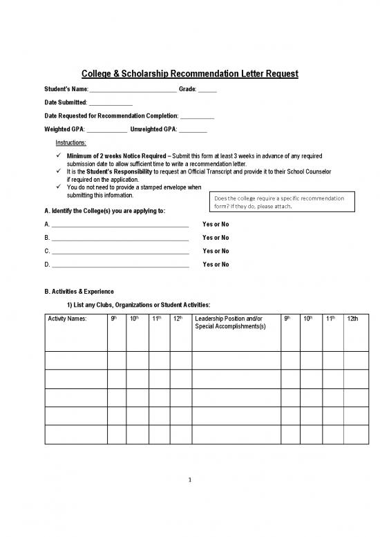 picture Scholarship Application Letter Sample Pdf 47577 | Senior Brag Sheet