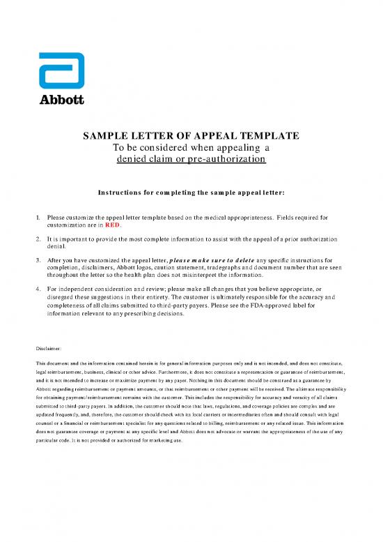 picture1_Letter Pdf 48465 | Sjm Her 0119 0166 Pfo Letter Of Appeal Template For Denied Claim Or Pre Authorization Cert Pdf