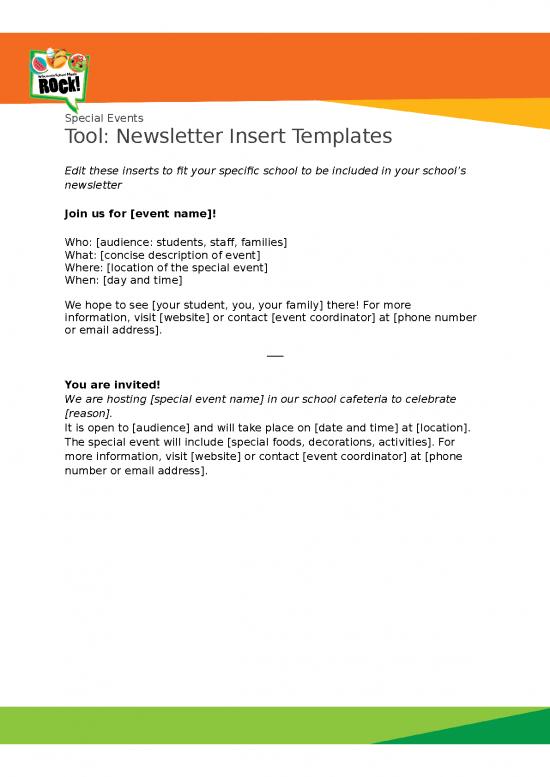 picture Microsoft Word Newsletter Template 47214 | Special Events Newsletter Insert Templates