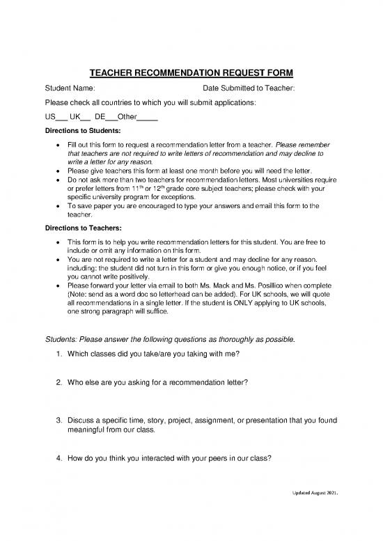 picture Letter Pdf 48774 | Teacher Recommendation Request Form