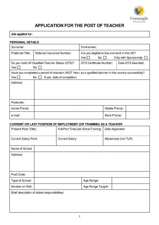 picture Application Format Pdf 47948 | Teaching Staff Posts Application Form Print Version