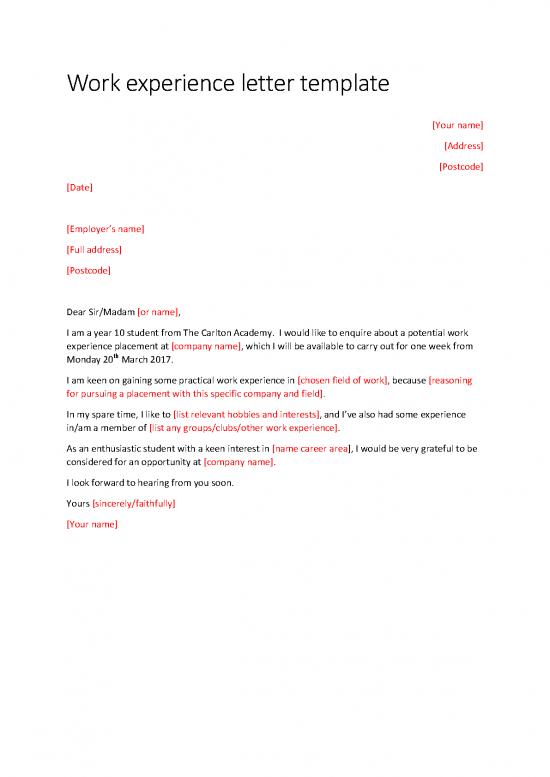 picture1_Letter Pdf 49189 | Work Experience Letter Template