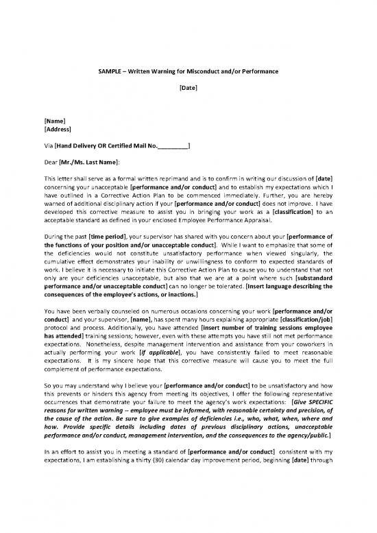 picture1_Letter Pdf 48064 | Written Warning   Conduct And Or Performance