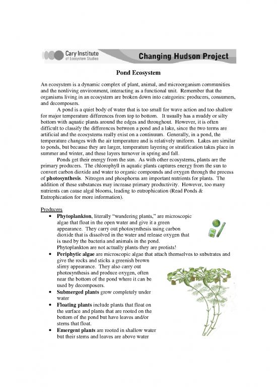 picture The Environment Pdf 50453 | 1b3 Pond Ecosystem Reading