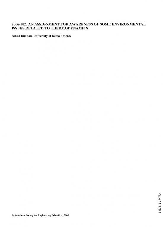 picture The Environment Pdf 50034 | An Assignment For Awareness Of Some Environmental Issues Related To Thermodynamics